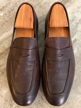 DUNHILL PENNY LOAFERS 41 / 8 US BROWN $900 LEATHER MOCCASIN SLIPPERS